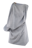 Gabriella Draped Mini Dress Charcoal Blue Marle