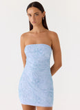 Dangerous Kind Beaded Mini Dress Blue