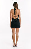 Addison Black Plunging Cowl Neck Mini Dress