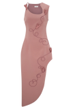 Virginia Suiting Embroidered Midi Dress Burnt Rose