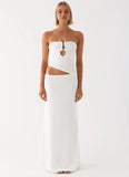 Wild Roses Maxi Dress White