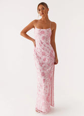 Bright Lights Beaded Maxi Dress Pink