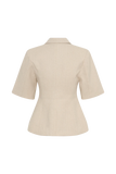 Martine Short Sleeve Linen Top Natural
