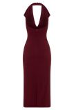 Annita Crepe Halter Midi Dress Merlot
