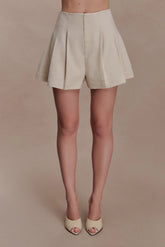 Martine Pleated Linen Short Natural