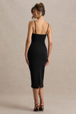 Baylor Black Midi Dress With Removable Cape Detail