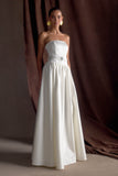 Florence Strapless Belted Maxi Dress White