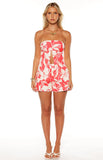 Ailany Red Floral Strapless Longline Top