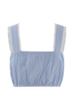Gretel Sleeveless Crop Top Blue Pinstripe