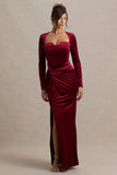 Fay Berry Velvet Corset Style Knot Maxi Dress