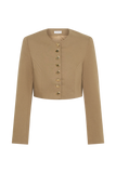 Marielle Button Up Cropped Jacket Taupe