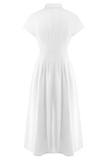 Aysha Buttoned Linen Midi Dress White
