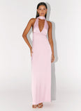 Alicia Satin Halter Maxi Dress Baby Pink