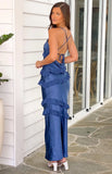 Inara Navy Ruffle Maxi Dress