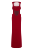 Marlon Crepe And Mesh Maxi Dress Cherry Red