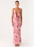 Pure Heart Cowl Maxi Dress Pink