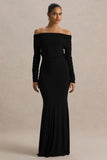 Cilla Black Bardot Neck Maxi Dress With Ruched Detailing