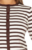 Lottie Chocolate Stripe Round Neck Cardigan