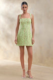 Orelisse Green Lace Square Neck Mini Dress