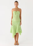 Teneika Beaded Flower Top Lime