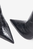 Uptown Black Croc Fitted Over Knee Pointed Heeled Boots