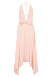 Cyra Plunge Satin Midi Dress Peach