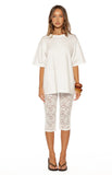 Lydia White Lace Mid Rise Capri Pants