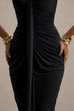 Ali Black Sweetheart Ruched Wrap Maxi Dress