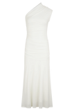 Chloe Peached Jersey One Shoulder Midi Dress Ivory