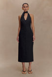 Simona Halter Neck Midi Dress Black