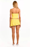 Cody Yellow Strapless Hibiscus Trim Top