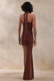 Lesley Brown Plunge Neck Maxi Dress