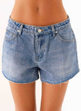 Davie Low Rise Denim Shorts Blue