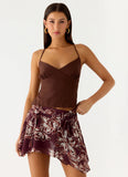Fiore Asymmetrical Mini Skirt Espresso Meadow