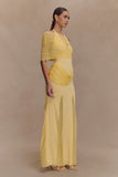Gabrielle Slinky And Mesh Maxi Dress Lemon