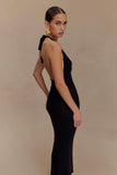 Ayella Cowl Knit Maxi Dress Black