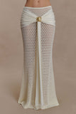 Mania Crochet Maxi Skirt With Hardware Ivory