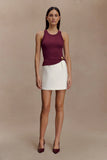 Lola Ribbed Sleeveless Top With Hardware Burgundy