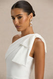 Kiri White One Shoulder Bow Maxi Dress