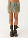 Roman Low Rise Denim Mini Skort Vintage Tan Wash