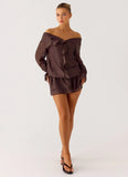 Elris Drop Waist Mini Dress Cool Chocolate