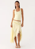 Suay Asymmetrical Midi Skirt Yellow