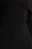 Spark Black Bardot Neck Midi Dress With Bow Detail