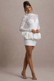 Antheia White Lace Long Sleeve Peplum Mini Dress