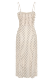 Willa Gathered Mesh Midi Dress Polka Dot