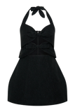 Ella Bow Detail Halter Mini Dress Black