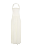 Stacie Pleated Halter Maxi Dress Ivory