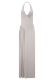 Yelena Ruched Halter Maxi Dress Taupe