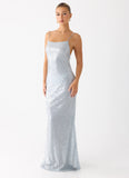 Solo Sequin Maxi Dress Misty Blue