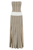 Joyce Stripe Maxi Knit Dress Khaki Ivory